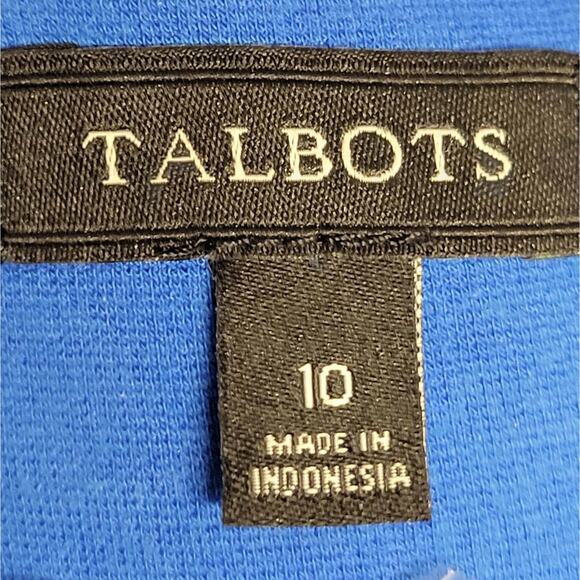 Talbots Dress Women's Size 10 Blue Short Sleeve Embroidered Ponte Knit - Picture 8 of 9